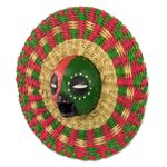 African wood and raffia mask, 'Ijeoma' - Hand Made African Mask with Wood and Raffia Accents