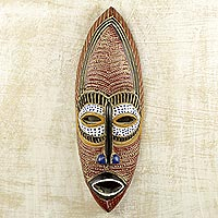 African wood mask, 'Adamma' - Original Hand-Carved and Painted Igbo African Wood Mask