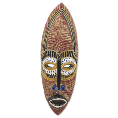 African wood mask, 'Adamma' - Original Hand-Carved and Painted Igbo African Wood Mask