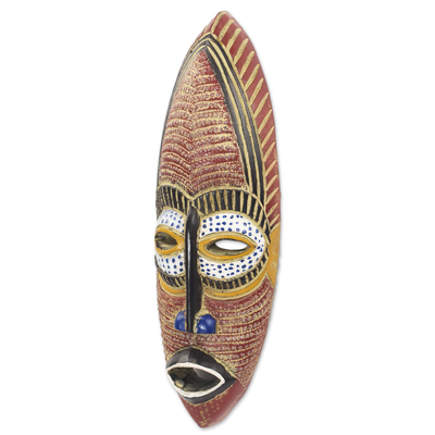 Afrikanische Holzmaske, 'Adamma - Original handgeschnitzte und bemalte Maske aus afrikanischem Holz von Igbo