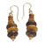Wood dangle earrings, 'Norvi Pair' - Wood and Clay Dangle Earrings Brass Hooks from Ghana (image 2a) thumbail