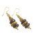 Wood dangle earrings, 'Norvi Pair' - Wood and Clay Dangle Earrings Brass Hooks from Ghana