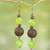 Recycled plastic and wood dangle earrings, 'Glorious Kafukafu' - Recycled Plastic Wood Dangle Earrings Brown Green Ghana thumbail