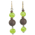 Recycled plastic and wood dangle earrings, 'Glorious Kafukafu' - Recycled Plastic Wood Dangle Earrings Brown Green Ghana (image 2a) thumbail