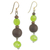 Recycled plastic and wood dangle earrings, 'Glorious Kafukafu' - Recycled Plastic Wood Dangle Earrings Brown Green Ghana (image 2d) thumbail