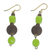 Recycled plastic and wood dangle earrings, 'Glorious Kafukafu' - Recycled Plastic Wood Dangle Earrings Brown Green Ghana (image 2e) thumbail
