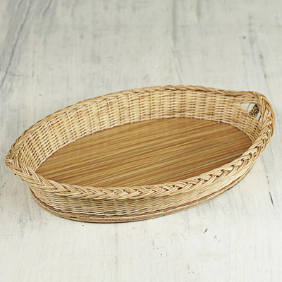 Rattan basket, 'Sweet Mother' - Decorative Rattan Basket Handmade in Ghana