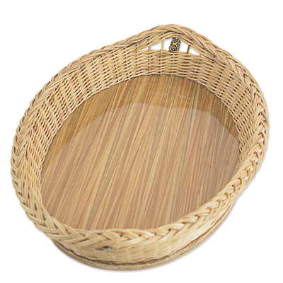 Rattan basket, 'Sweet Mother' - Decorative Rattan Basket Handmade in Ghana