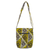 Batik cotton sling handbag, 'Triangle Happiness' (10 inch) - Batik Cotton Sling Handbag in Gold and Alabaster from Ghana