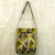 Batik cotton sling handbag, 'Triangle Happiness' (15 inch) - Gold and Alabaster Batik on Cotton Sling Handbag from Ghana