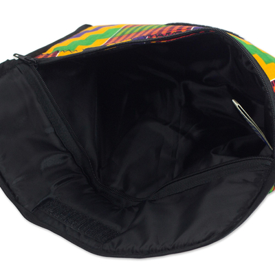 Cotton clutch handbag, 'Kente Dance' - Cotton Multicolored Printed Clutch Handbag from Ghana