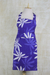 Cotton batik apron, 'Kitchen Blossoms' - Handmade Floral Blue Batik Cotton Apron from West Africa thumbail