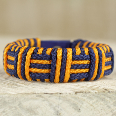 Cord bracelet, Blue and Gold Kente Power