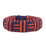 Cord bracelet, 'Blue and Orange Kente Power' - Blue and Orange Cord Striped Bracelet Handmade in Ghana