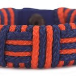Cord bracelet, 'Blue and Orange Kente Power' - Blue and Orange Cord Striped Bracelet Handmade in Ghana