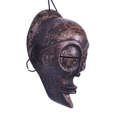 Afrikanische Holzmaske - Handgeschnitzte Wandmaske aus Holz aus dem Kongo aus Westafrika