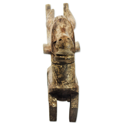 Wood sculpture, 'Chiwara Ritual' - Hand Made Wood Sculpture of an Animal Man from West Africa