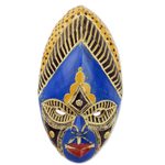 African wood mask, 'Ndidi' - Colorful Aluminum African Wood Mask from Ghana