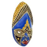 African wood mask, 'Ndidi' - Colorful Aluminum African Wood Mask from Ghana