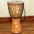 Wood djembe drum, 'Peace Drum' - Djembe Drum with African Nature Carvings