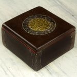 Decorative wood box, 'Ghanaian Keepsake' - Hand Made Wood Box Aluminum Accent from Ghana