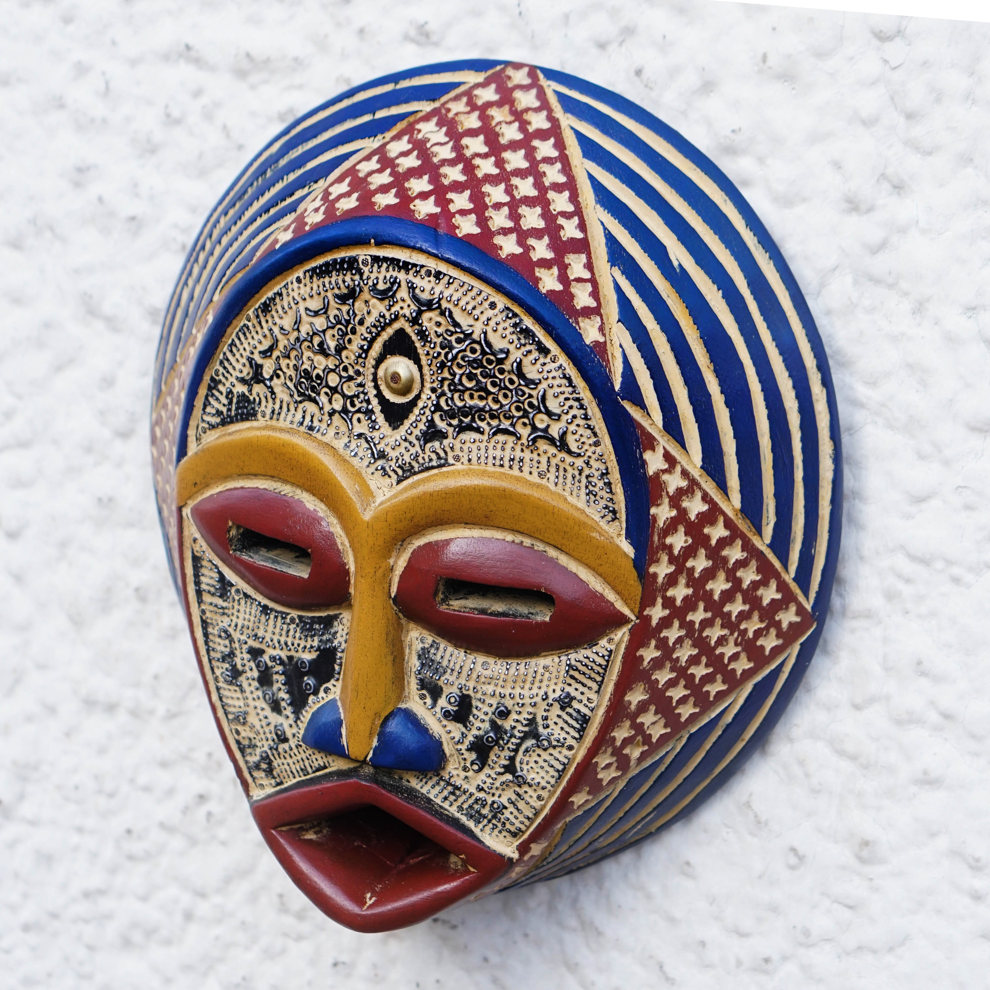 Ewe Culture African Wood Mask Handmade by Ghana Artisan - Kafuinam | NOVICA