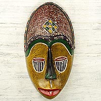 African wood mask, 'Unity Mask' - Artisan Crafted African Sese Wood Wall Mask from Ghana