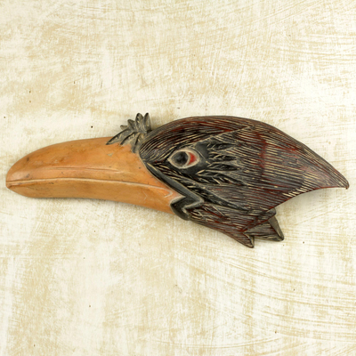 Wood wall decor, 'Eagle Profile' - Artisan Crafted Sese Wood Eagle Themed Wall Decor from Ghana