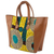 Cotton tote handbag, 'African Shopper' - Artisan Crafted 100% Cotton Handbag with Faux Leather Accent