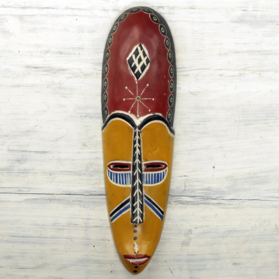 African wood mask, 'Kantanka' - Artisan Crafted Decorative Wood African Mask