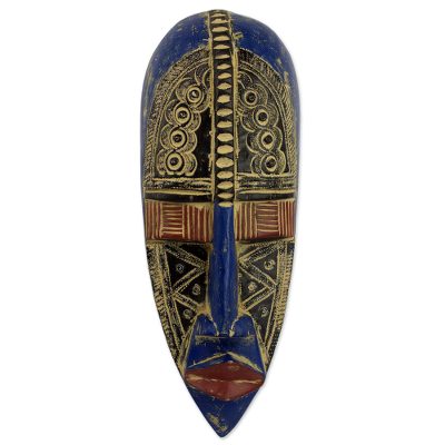 African wood mask, 'The Masterpiece' - Artisan Crafted African Sese Wood Wall Mask from Ghana