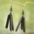 Bamboo and recycled plastic dangle earrings, 'Virtuous Woman' - Bamboo Wood Recycled Plastic Dangle Earrings from Ghana (image 2c) thumbail