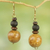 Wood dangle earrings, 'African Fence' - Sese Wood Bead Dangle Earrings on Brass Hooks from Ghana