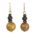 Wood dangle earrings, 'African Fence' - Sese Wood Bead Dangle Earrings on Brass Hooks from Ghana