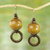 Wood dangle earrings, 'My Pleasure' - Sese Wood Bead Dangle Earrings on Brass Hooks from Ghana