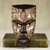 African wood mask, 'Mbara Hunter' - Aluminum and Wood African Mask Textured from Ghana
