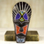 African beaded wood mask, 'Wangari Warrior' - Black African Mask Wood Recycled Glass Beads from Ghana (image 2) thumbail