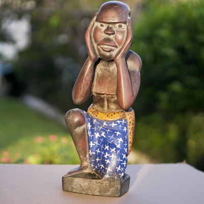 Escultura de madera - Escultura de madera hecha a mano de un hombre de Ghana