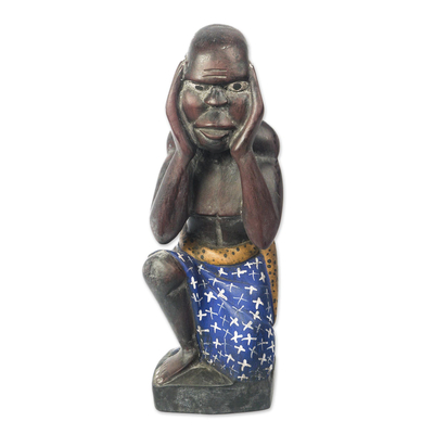Hand Made Wood Sculpture of a Man from Ghana