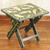 Wood folding table, 'Jungle of Birds' - Sese Wood Folding Table with Bird Motifs in Green and Beige (image 2) thumbail
