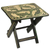 Wood folding table, 'Jungle of Birds' - Sese Wood Folding Table with Bird Motifs in Green and Beige thumbail