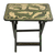 Wood folding table, 'Jungle of Birds' - Sese Wood Folding Table with Bird Motifs in Green and Beige (image 2c) thumbail