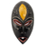 Máscara de madera africana - Máscara de pared de madera de sésé hecha a mano con detalles en aluminio