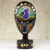 Máscara de madera africana - Máscara de madera Sese tallada a mano con cuentas de vidrio y detalles de latón