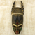African wood mask, 'Twisted Horn' - Ghanaian Hand Carved Horned Mask in Black and Gold (image 2) thumbail