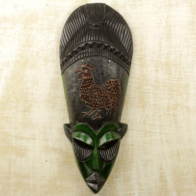 African wood mask, Stalwart Rooster