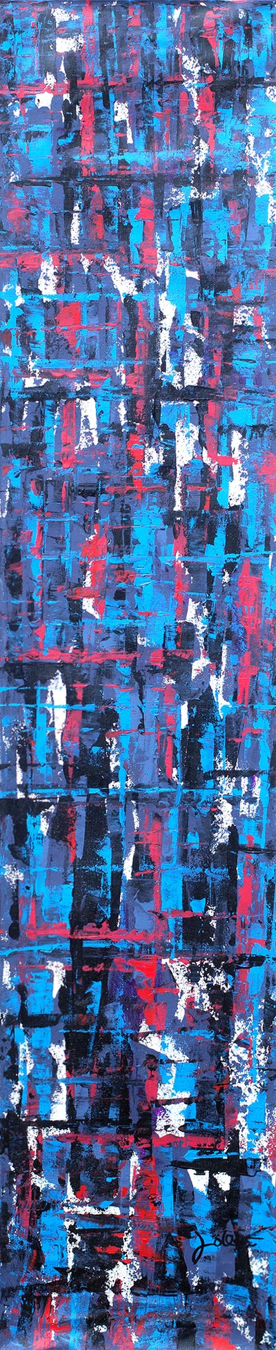 Dark Blue Abstract Acrylic Signed Painting from Ghana