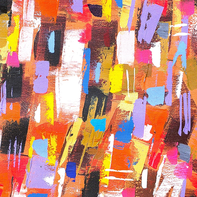 'Refined' - Multicolor Abstract Painting Signed Art from Ghana