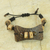 Tiger's eye and coconut shell pendant bracelet, 'Wild Tiger' - Bead Bracelet with Tiger's Eye and Natural Beads from Ghana