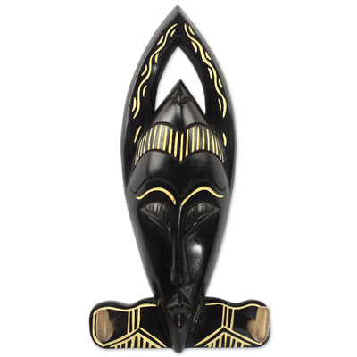 Hand Carved Black Wood Key Holder from Ghana
